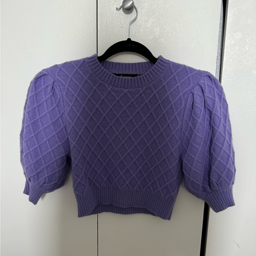 Purple Cropped Knit Sweater